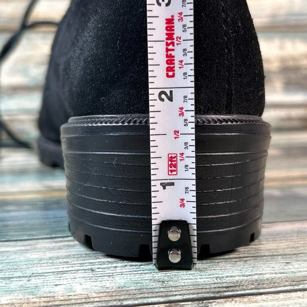Eddie Bauer Vintage Ankle Boots Size 12M Black Suede Wingtip Lace Up Made In USA - Picture 13 of 14